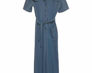 Vintage Blue Polyester Jumpsuit