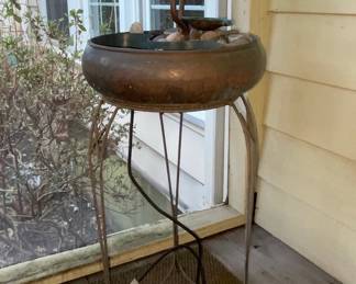 Tiered Copper Outdoor Fountain with Ornate Metal Stand