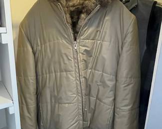 Men's Hooded Down Jacket with Fur Trim