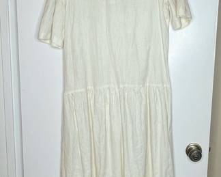 Vtg Cinnamon White Lace Trim Midi Dress