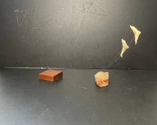 Abstract Wire and Stone Sculptures