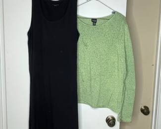 Eileen Fisher Green Knit Sweater and Black Dress