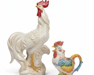 Ceramic Rooster Figurine and "Of Bassano" Pitcher