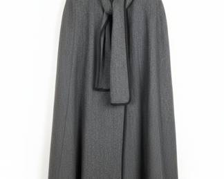 ALORNA Women's Grey Wool Blend Cape with Tie Neck