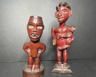 Pair of African Carved Wooden Figures