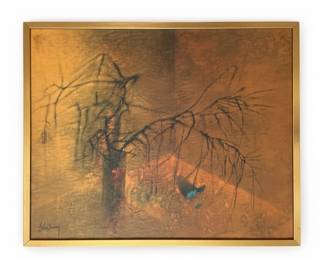 Hoi Lebadang signed Abstract Tree Branch Painting