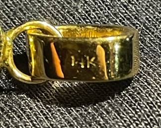 14k Gold Boulder Opal Pendant with Sapphire Accents