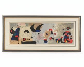 Joan Miró, Sur quatre murs (On Four Walls), Vtg Framed Lithograph