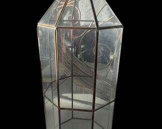 Geometric Glass and Brass Candle Holder