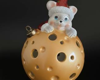 Ceramic Mouse in Cheese Ball LightUp Ornament