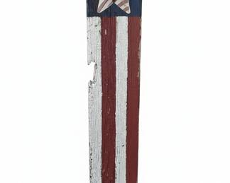 Rustic Wooden American Flag Porch Leaner