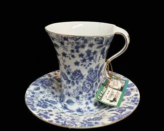 Victorias Tea Room Floral Teacup and Saucer Set