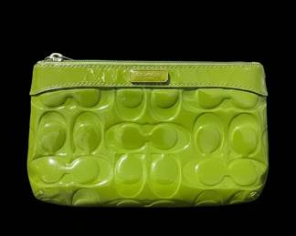 Coach Corner Zip Wristlet in Signature Embossed Patent Leather