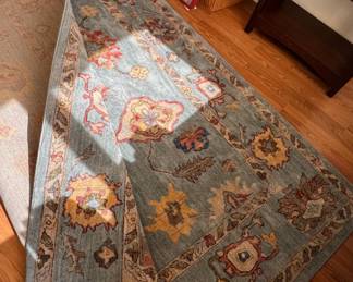 Blue Oushak Style Large Area Rug