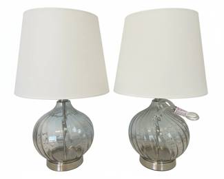Pair of JONATHAN Y Rae Swirl Glass Table Lamps
