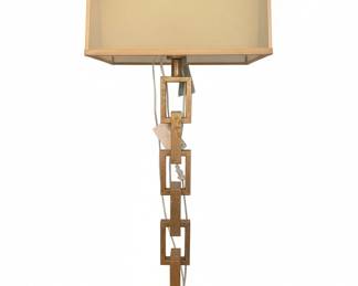 Modern Goldtone Chain Link Table Lamp with Acrylic Base