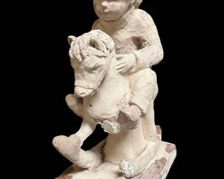 Vintage Child Riding Rocking Horse Figurine