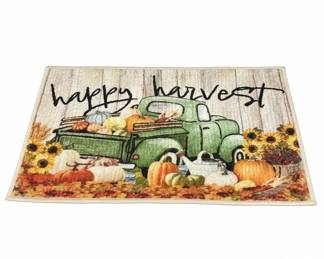 Happy Harvest Truck with Pumpkins and Sunflowers Accent Rug