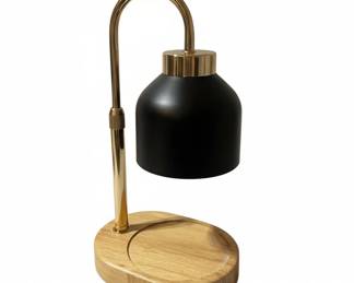Modern Black Candle Warmer Lamp with Wood Base