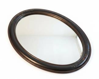 Oval Decorative Mirror with HandPainted Floral Accents