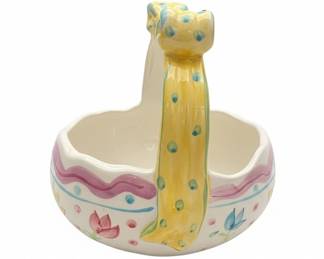 Ceramic Easter Basket with Bow Handle