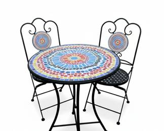 Mosaic Bistro Set with Two Chairs