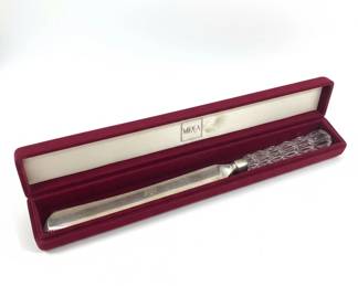 Mikasa Crystal Cake Knife Server with Silver Plated Handle