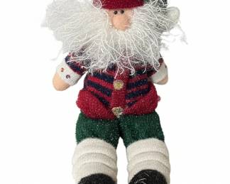 Sparkly Santa Claus Plush Figure with Tinsel Beard