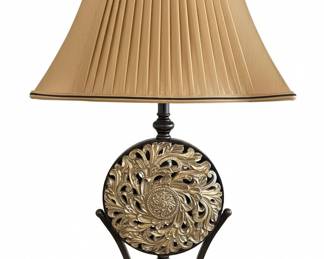 Ornate Scrollwork Table Lamp with Medallion Base