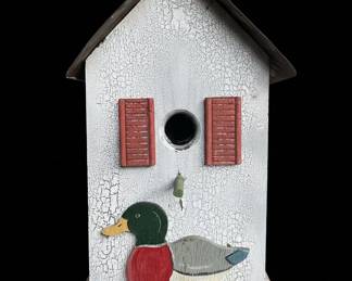 Decorative Wooden Birdhouse with Mallard Duck Motif