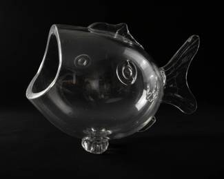 Vintage Blenko Style Glass Fish Bowl or Vase