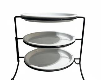 Pier Imports Tiered Serving Stand with Porcelain Plates