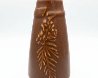 Brown Ceramic Vase with Pinecone Motif