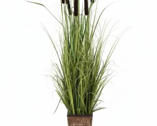Artificial Cattail Plant in Decorative Pot