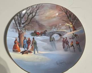 Holiday Skaters Decorative Plate by Lloyd Garrison for U.S. George
