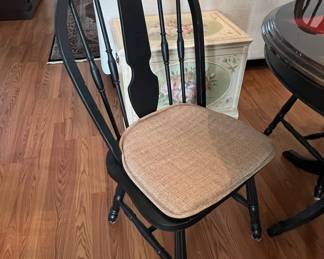 Round Dining Table with Palm Tree Inlay and Four Chairs second image