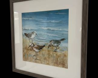 Framed Watercolor Painting of Sandpipers