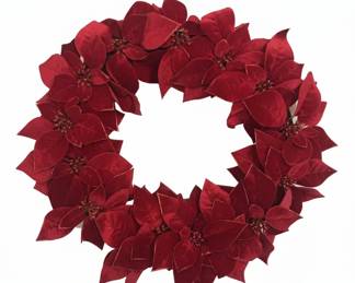Velvet Red Poinsettia Wreath