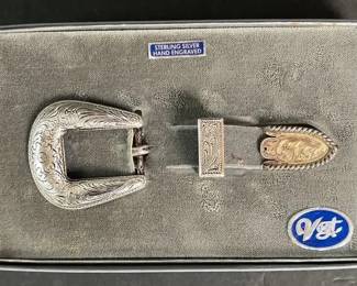 Vogt Sterling Silver Western Belt Buckle