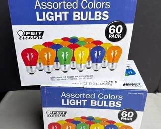 2~ NEW FEIT Electric 60 Pack Assorted Colors Light Bulbs