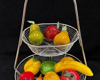 Beautiful Blown Glass Fruit With Metal Stand * 3 Are Wood & Handcrafted In Woodinville!