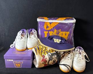 University of Washington Huskies Athletic Shoes * 2 Stadium Cushions * Hat * 1991 Rose Bowl Shirt
