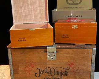Wood Jack Daniels Whiskey Box & Wood Cigar Boxes & Others