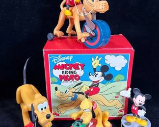 Vintage Pluto & Mickey Mouse Toy Figurines * 4.5”-7” Tall * Walt Disney