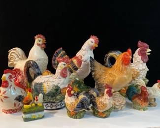12 Decorative Chicken Figurines *various Sizes 4”-11”