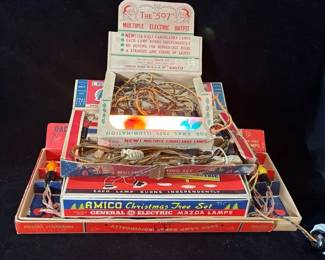 4 Working Boxes of Vintage Christmas Lights * Amico * Radiant * Polly Mazda Lamps