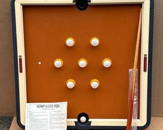 Fantastic Vintage BUMP-A-LITE Pool Game! * With Original Pool Cue, Instructions And Ball!