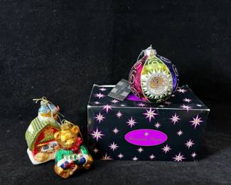 3 Christmas Ornaments Christopher Radko * Barn and Bear
