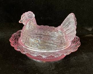 Mosser Glass Hen on Nest Candy Dish
