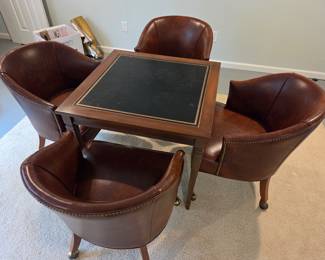 5 Game Playing Table and Leather Chairs